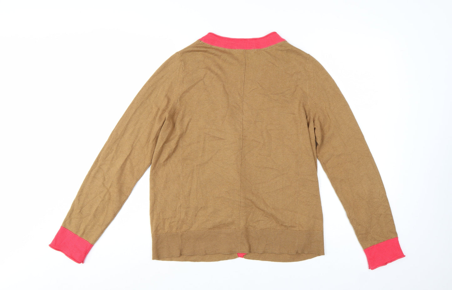 White Stuff Women Brown Cardigan UK 10 V-Neck Lightweight Knit