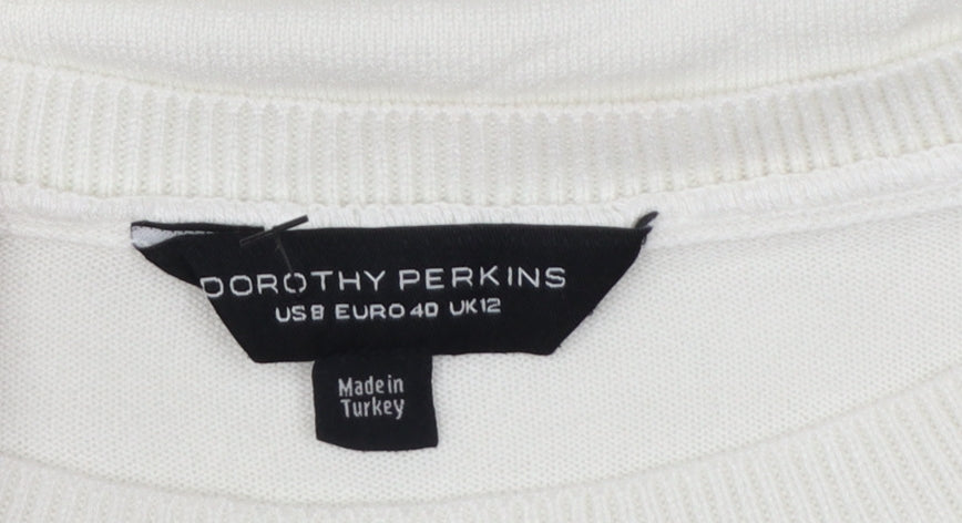 Dorothy Perkins Women's White Floral Embroidered Jumper UK 12