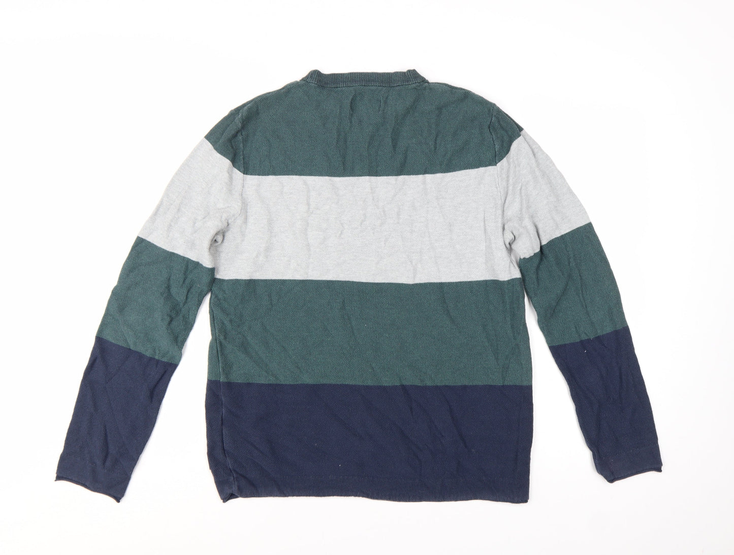 Jack & Jones Mens Multicoloured Cotton Striped Crew Neck Jumper L