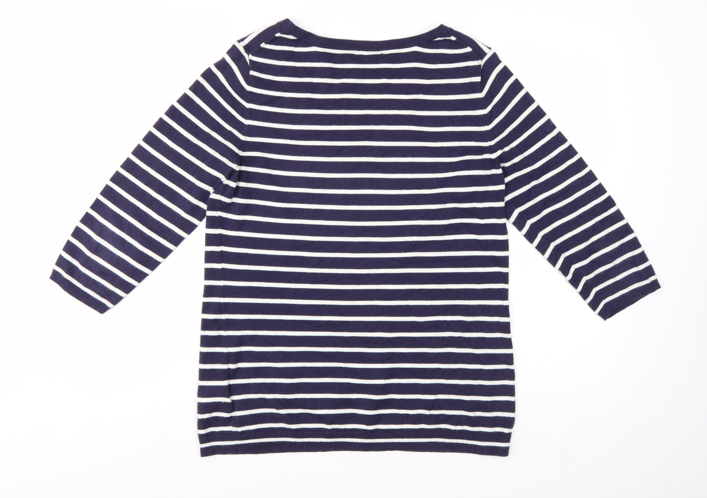 Gap Women’s Blue Striped 3/4 Sleeve Cotton Pullover Jumper Size L