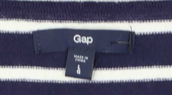 Gap Women’s Blue Striped 3/4 Sleeve Cotton Pullover Jumper Size L