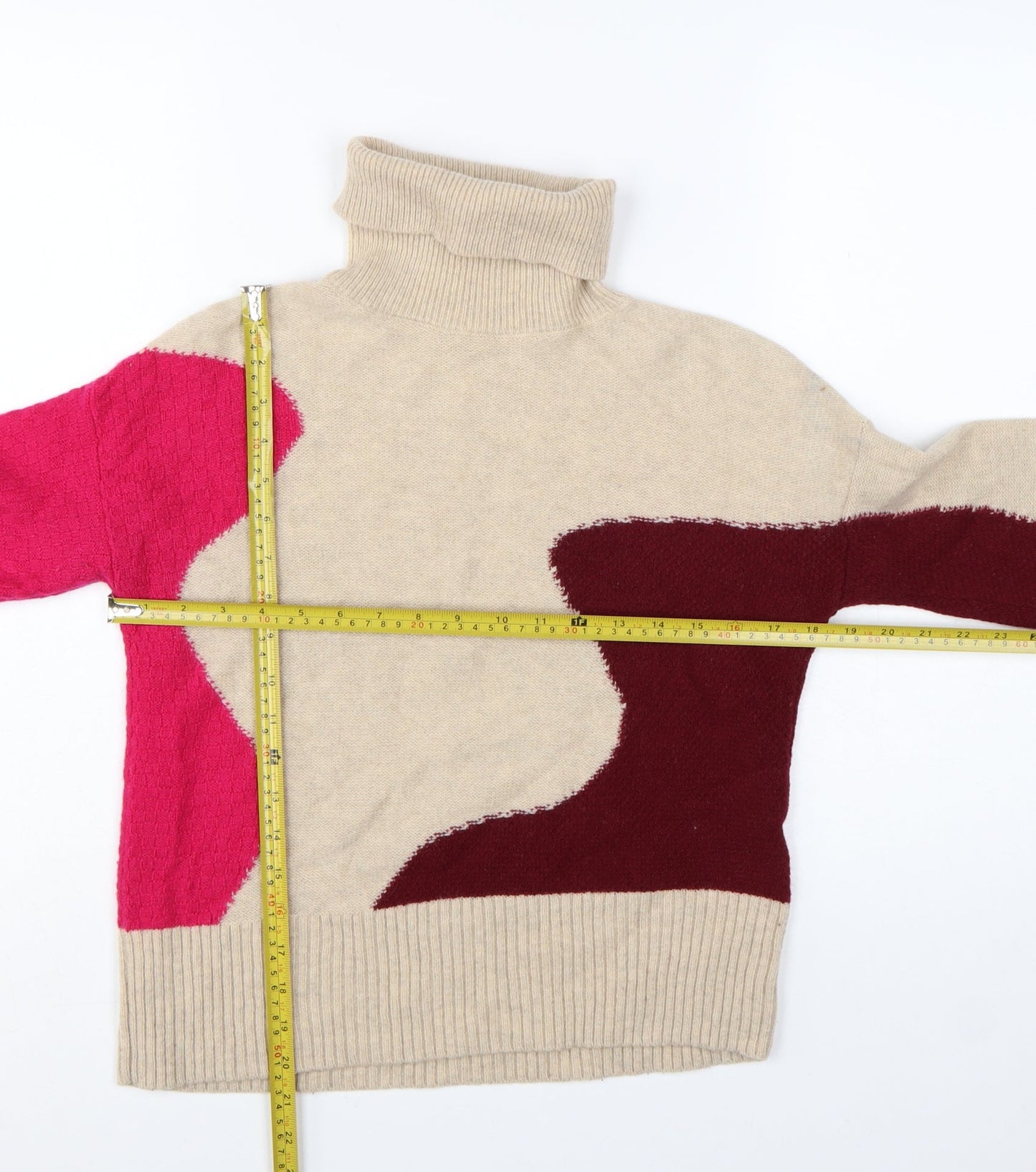 White Stuff Women’s Beige Roll Neck Wool Blend Jumper Size 6