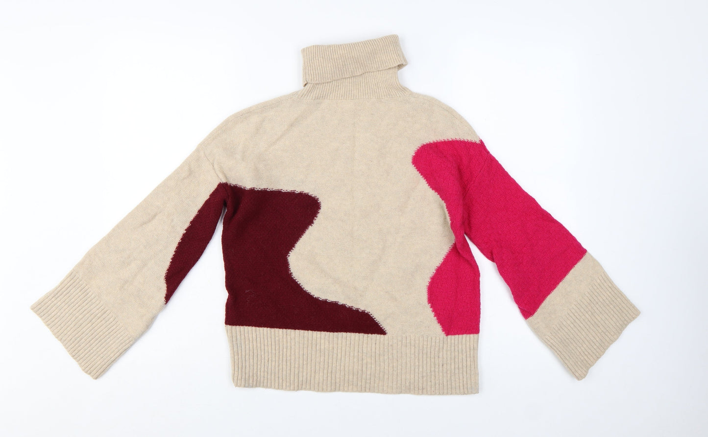White Stuff Women’s Beige Roll Neck Wool Blend Jumper Size 6