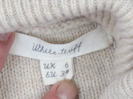 White Stuff Women’s Beige Roll Neck Wool Blend Jumper Size 6