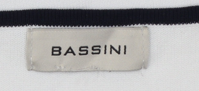 Bassini Women's White Striped Short Sleeve Pullover Jumper Size L