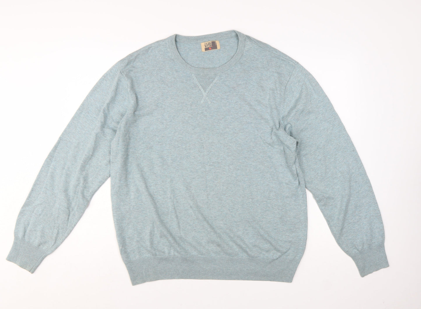Marks and Spencer Men's Blue Cotton Crew Neck Jumper XL