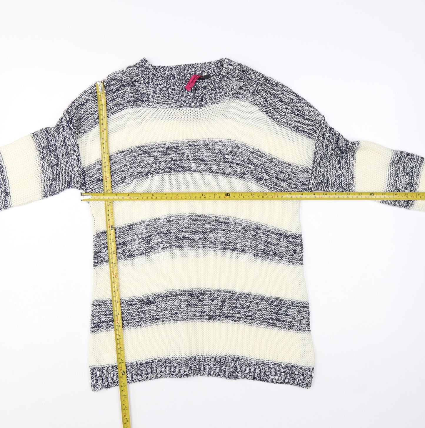 Elegant Collection Women’s Multicoloured Stripe Knit Jumper Size S