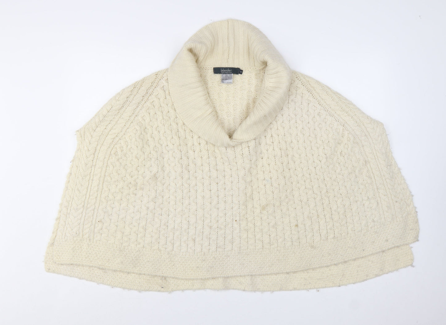Islander Women's Ivory Merino Wool Roll Neck Cape Jumper Size M