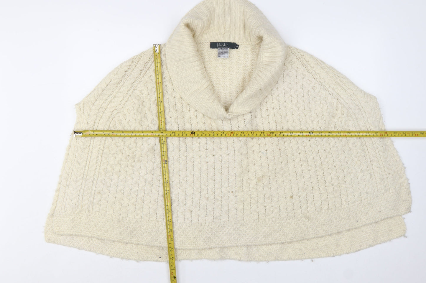 Islander Women's Ivory Merino Wool Roll Neck Cape Jumper Size M
