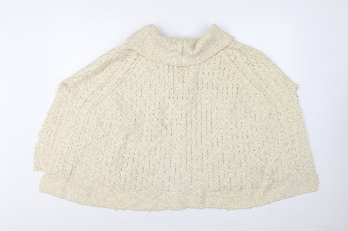 Islander Women's Ivory Merino Wool Roll Neck Cape Jumper Size M