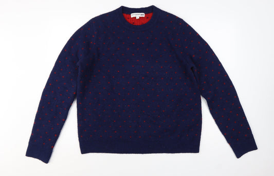 Uniqlo Women Blue Red Polka Dot Wool Alpaca Knit Jumper XL
