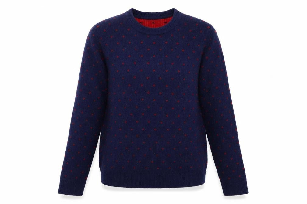Uniqlo Women Blue Red Polka Dot Wool Alpaca Knit Jumper XL