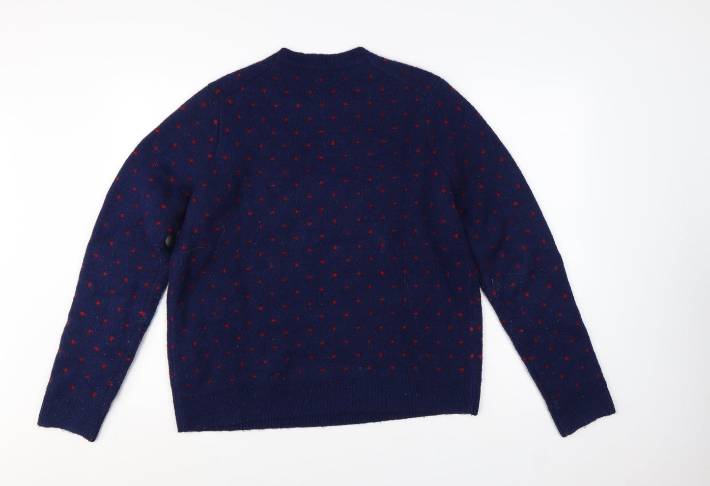Uniqlo Women Blue Red Polka Dot Wool Alpaca Knit Jumper XL