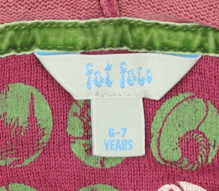 Fat Face Girls Pink Cotton Hooded Tunic Jumper 6-7 Years