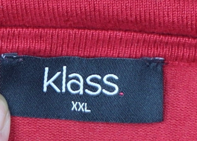 Klass Women Red 2XL V-Neck Rhinestone Long Sleeve Pullover Jumper