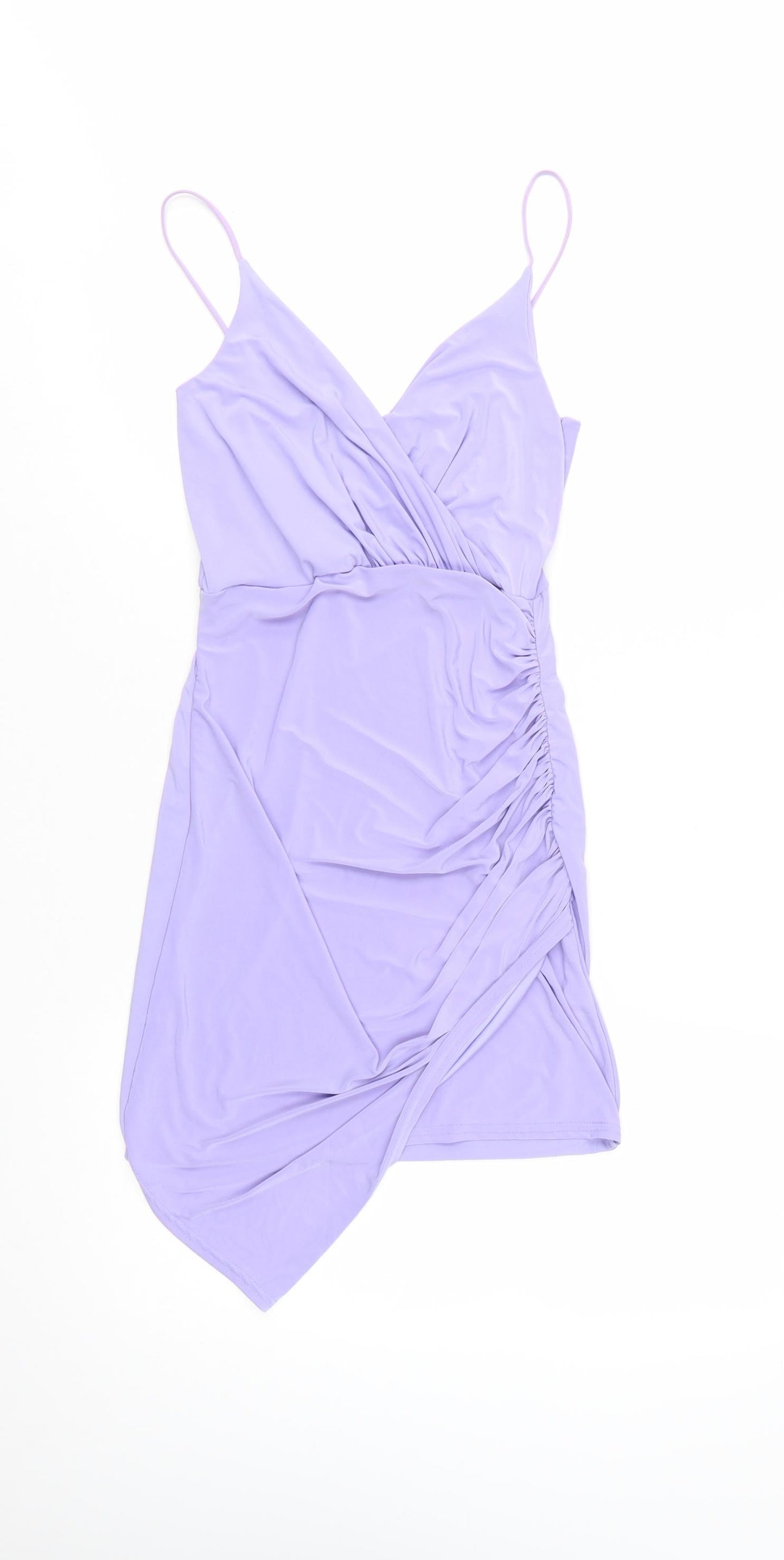 Missguided Womens Purple Size 8 Wrap Ruched Mini Dress
