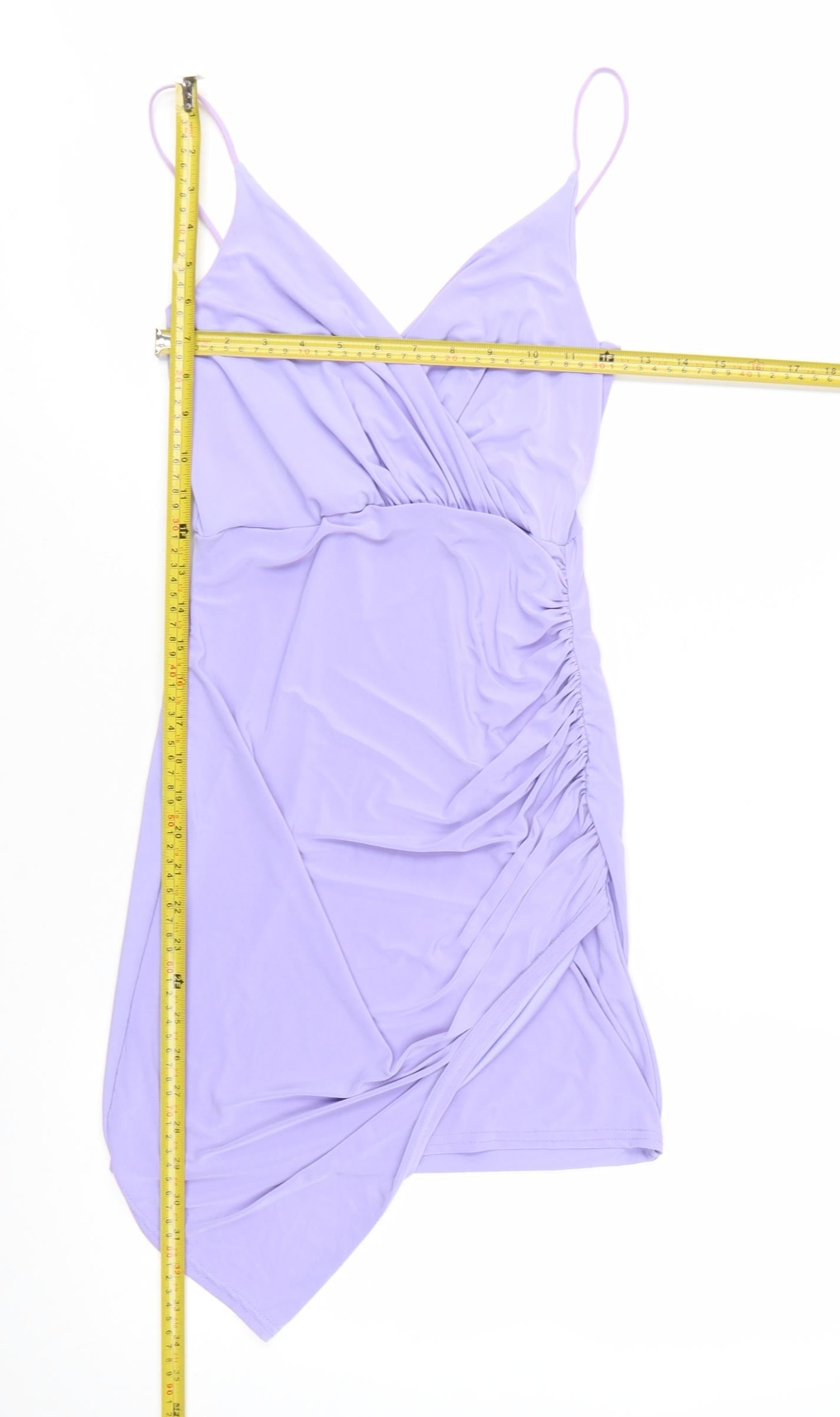 Missguided Womens Purple Size 8 Wrap Ruched Mini Dress