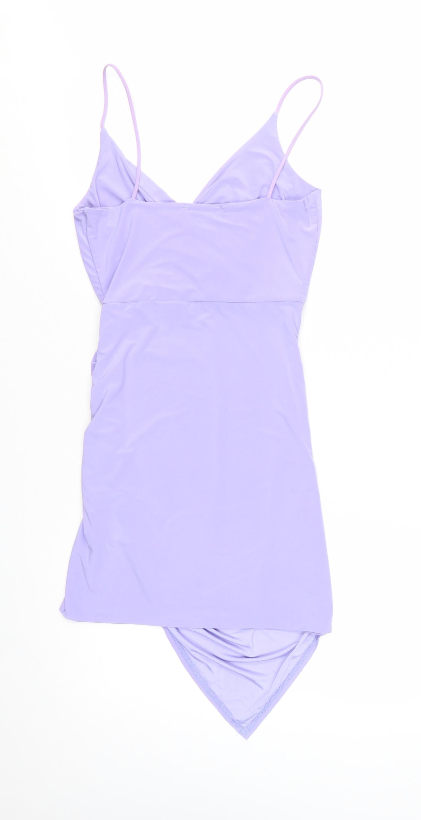 Missguided Womens Purple Size 8 Wrap Ruched Mini Dress