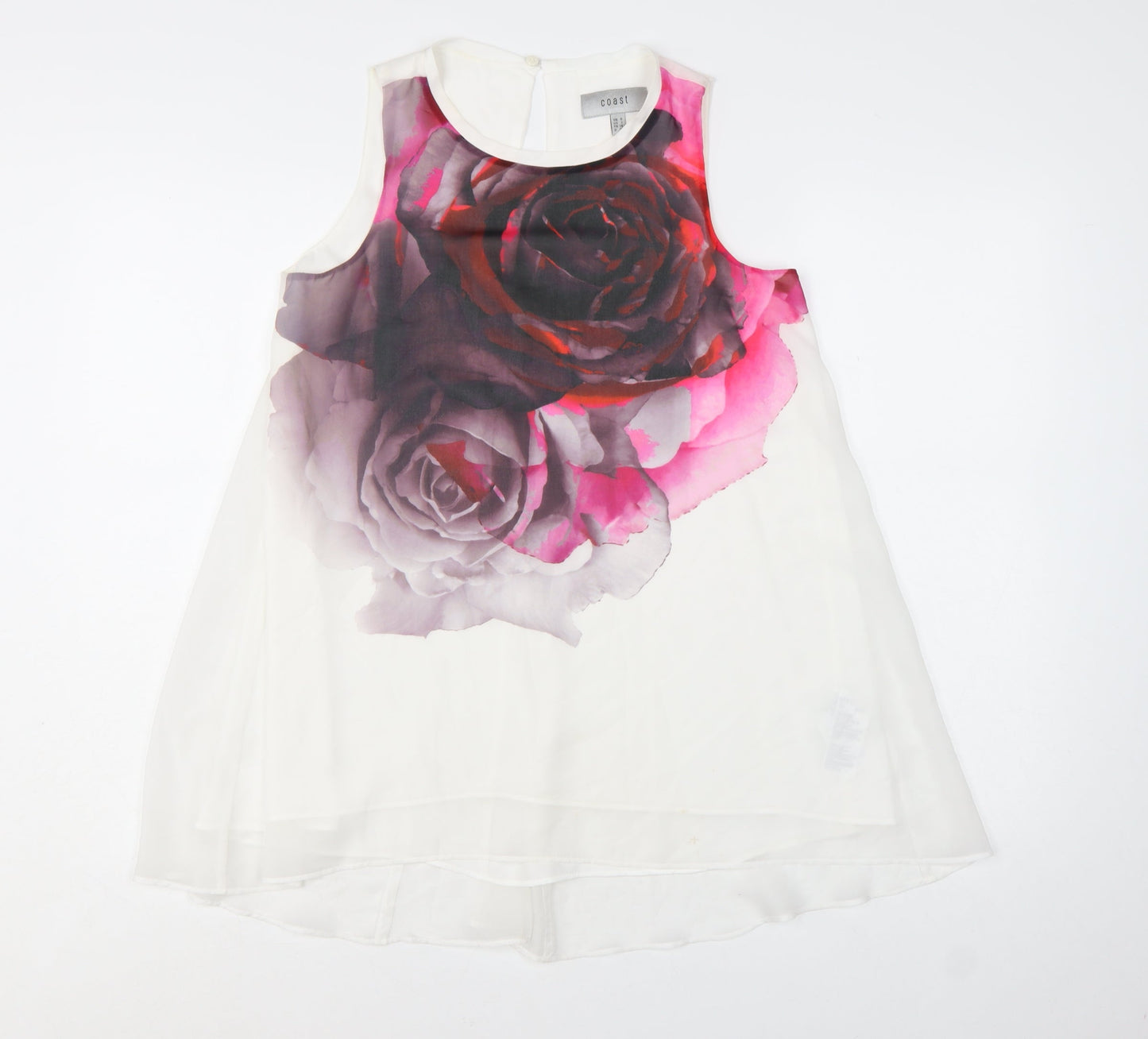 Coast Womens Multicoloured Floral Chiffon Tunic Top UK 6 Sleeveless