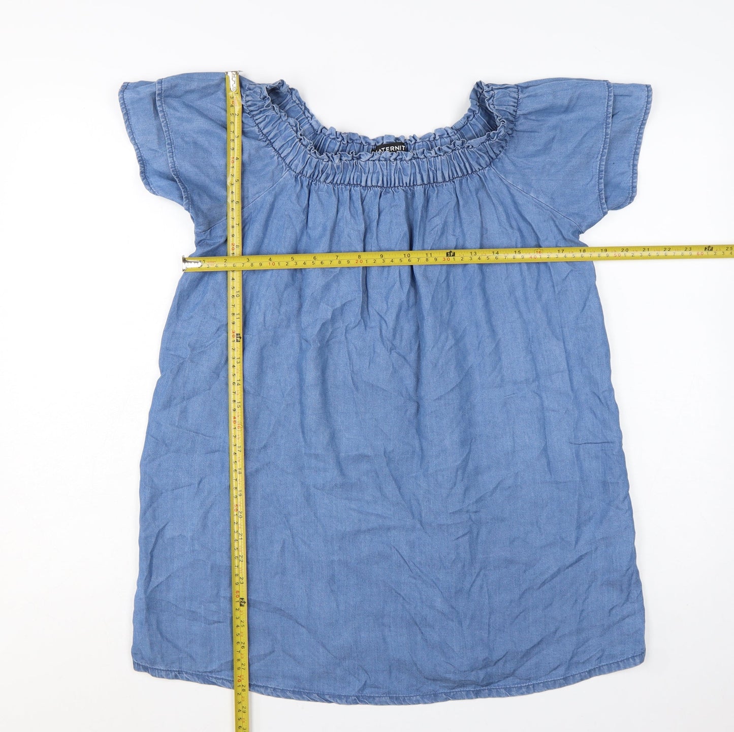 Peacocks Maternity Blue Lyocell Tunic Blouse Size 12