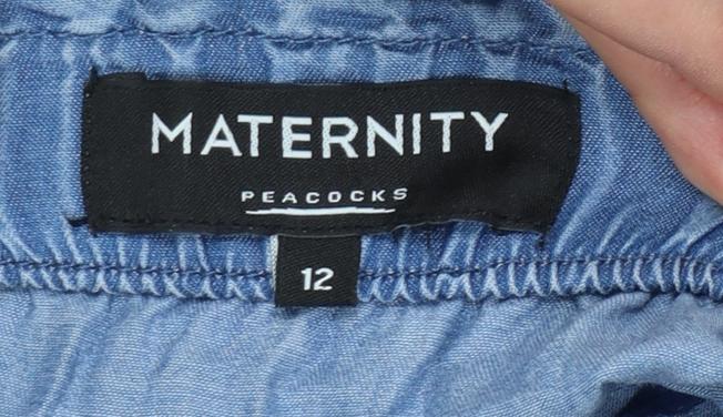 Peacocks Maternity Blue Lyocell Tunic Blouse Size 12