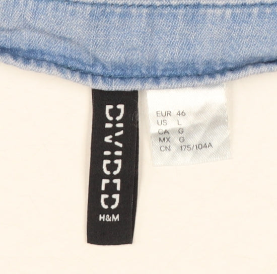 H&M Divided Women’s Blue Chambray A-Line Puff Sleeve Dress Size 18