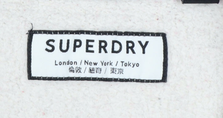Superdry Women Grey Pink 1/4 Zip Sweatshirt Size 8 Cotton Blend