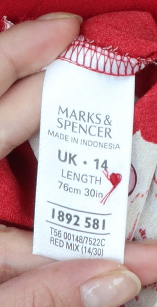 Marks and Spencer Women Red Floral Shirt Dress Size 14