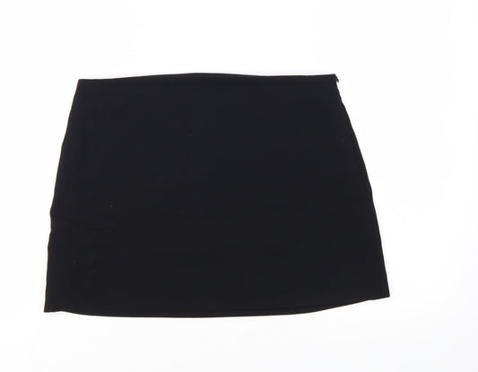 Zara Women Black L Short Pencil Skirt Polyester Twill Workwear