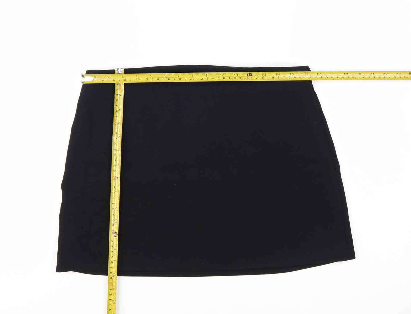 Zara Women Black L Short Pencil Skirt Polyester Twill Workwear