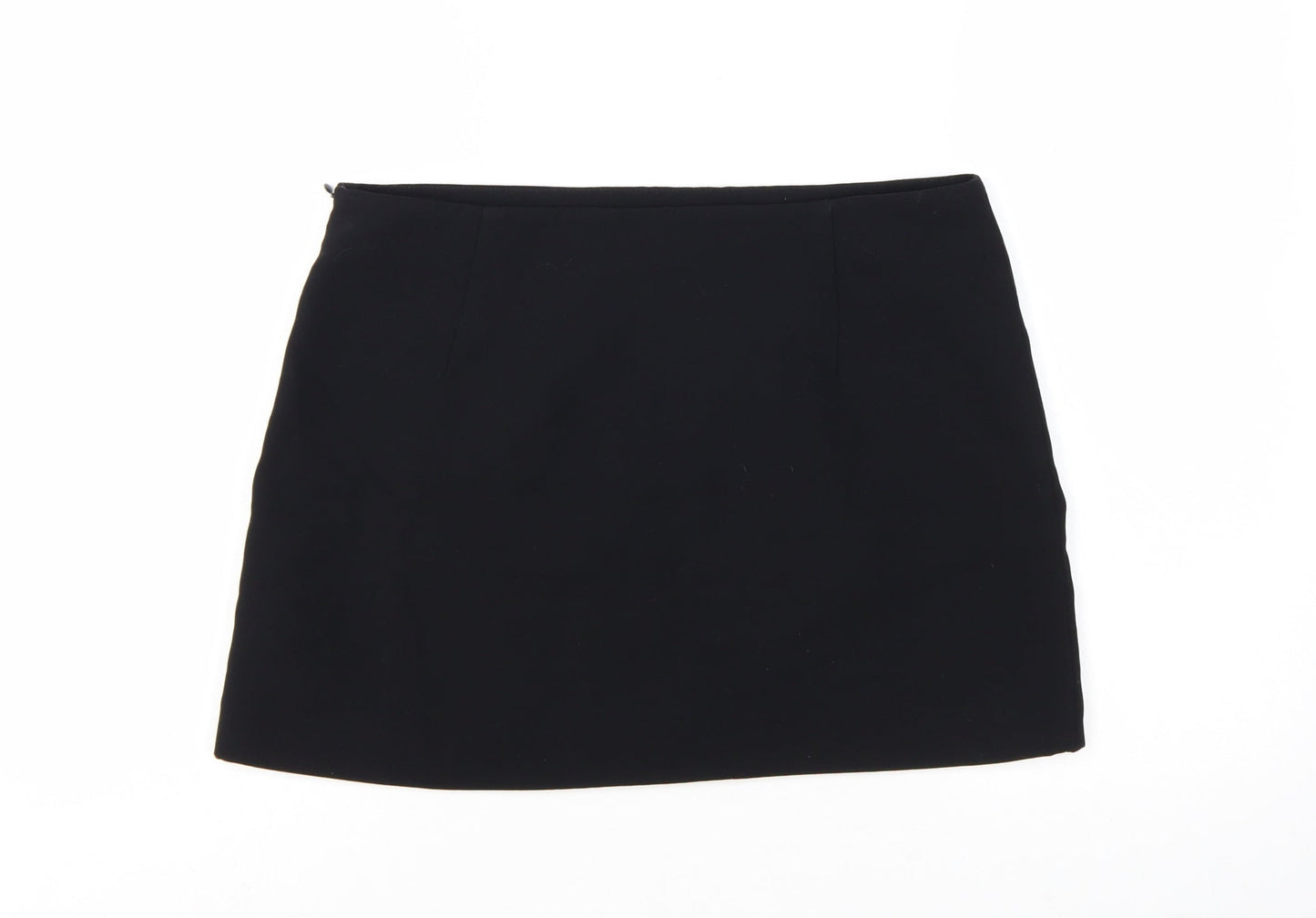 Zara Women Black L Short Pencil Skirt Polyester Twill Workwear