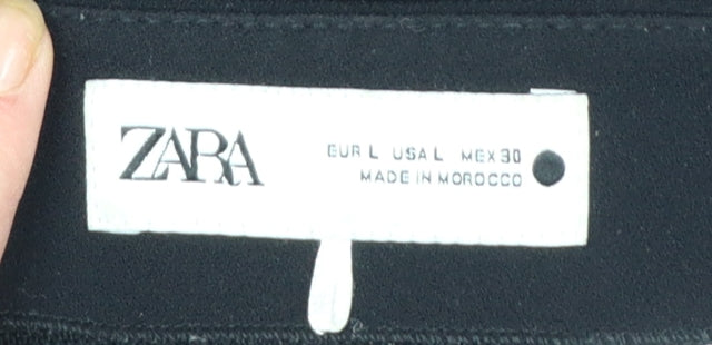 Zara Women Black L Short Pencil Skirt Polyester Twill Workwear