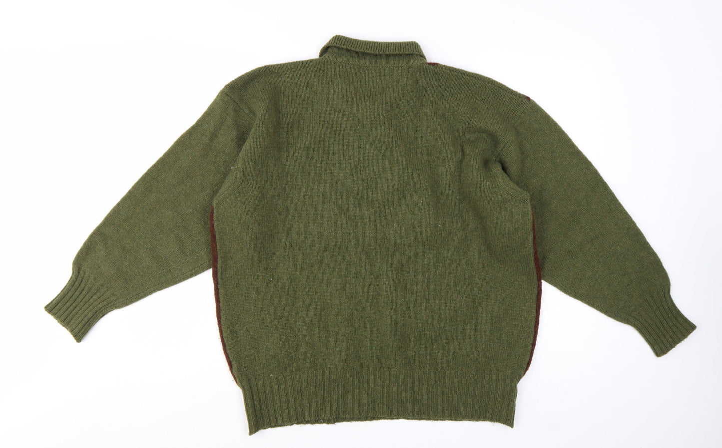 Pringle of Scotland Men's Green Argyle Wool Henley Jumper M