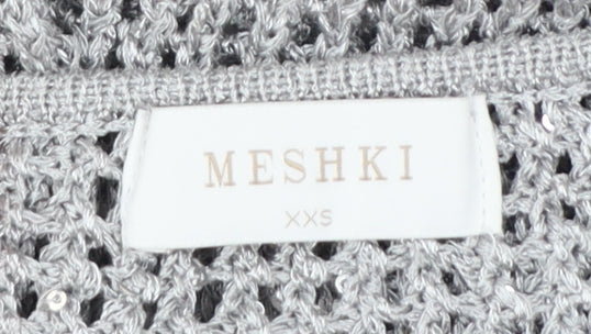 Meshki Women Silver Sequin Knit Long Slip Dress XS