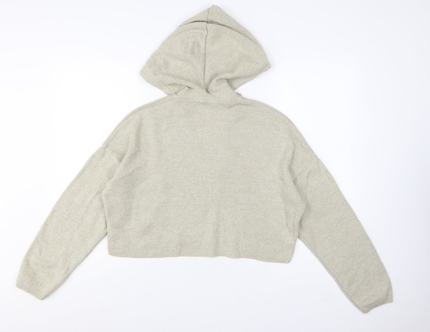 Nasty Gal Womens Beige Hooded Knit V-Neck Jumper Size S