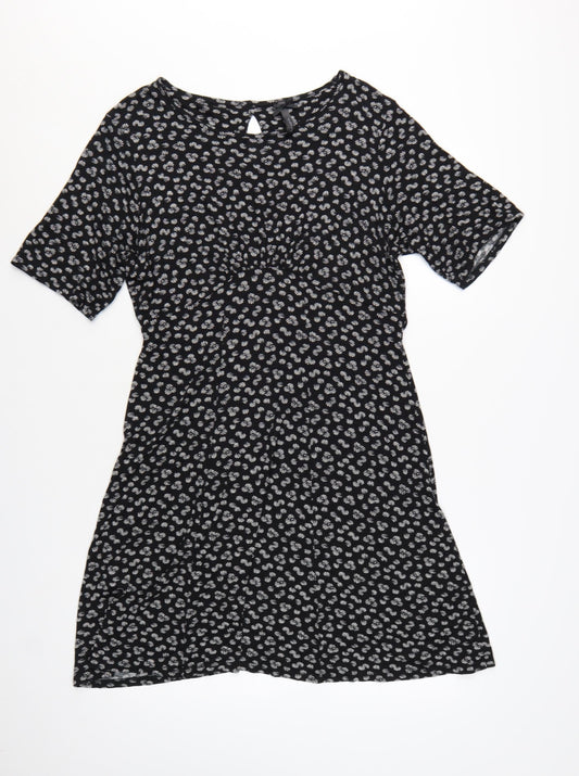 Next Women's Black Floral Viscose A-Line Dress Size 16