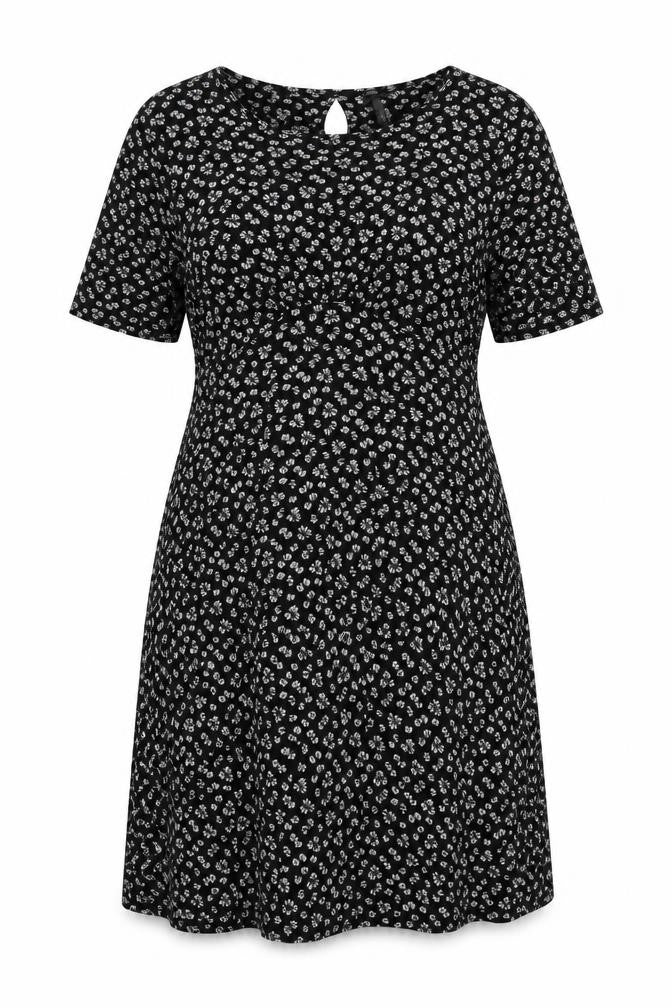 Next Women's Black Floral Viscose A-Line Dress Size 16