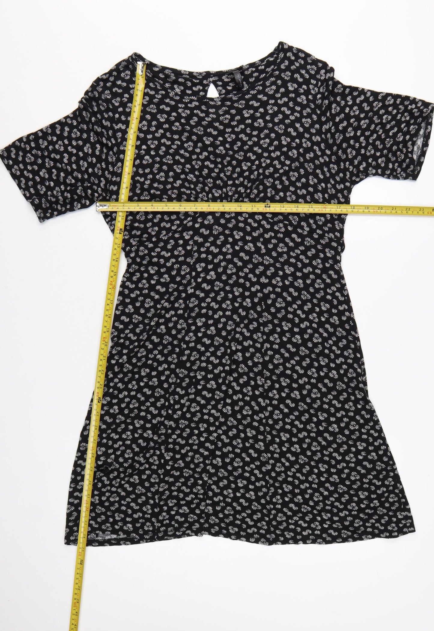 Next Women's Black Floral Viscose A-Line Dress Size 16