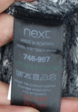 Next Women's Black Floral Viscose A-Line Dress Size 16