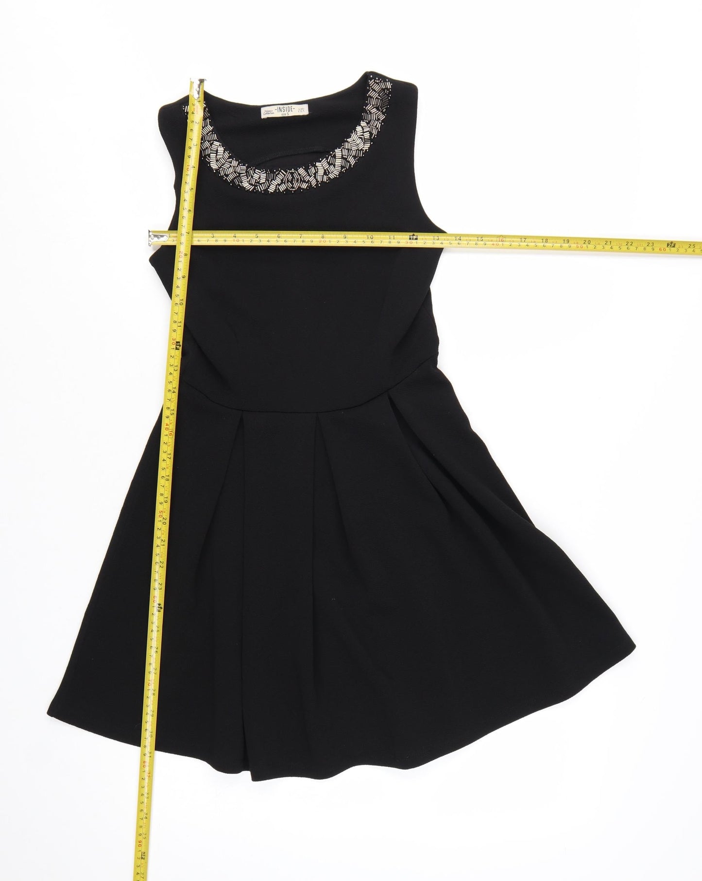 Inside Women Black Size S Beaded Fit & Flare Sleeveless Dress