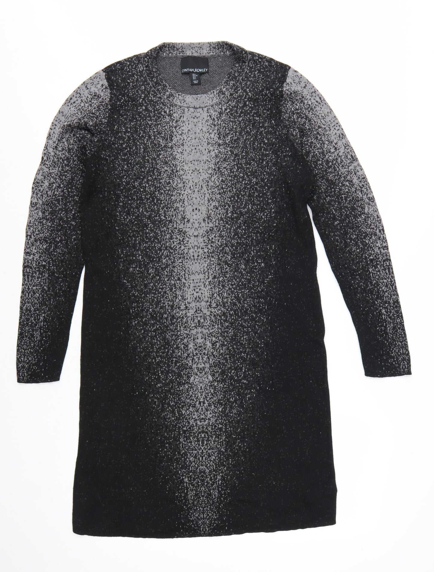Cynthia Rowley Women’s Black Knit Shift Dress Size L Long Sleeve