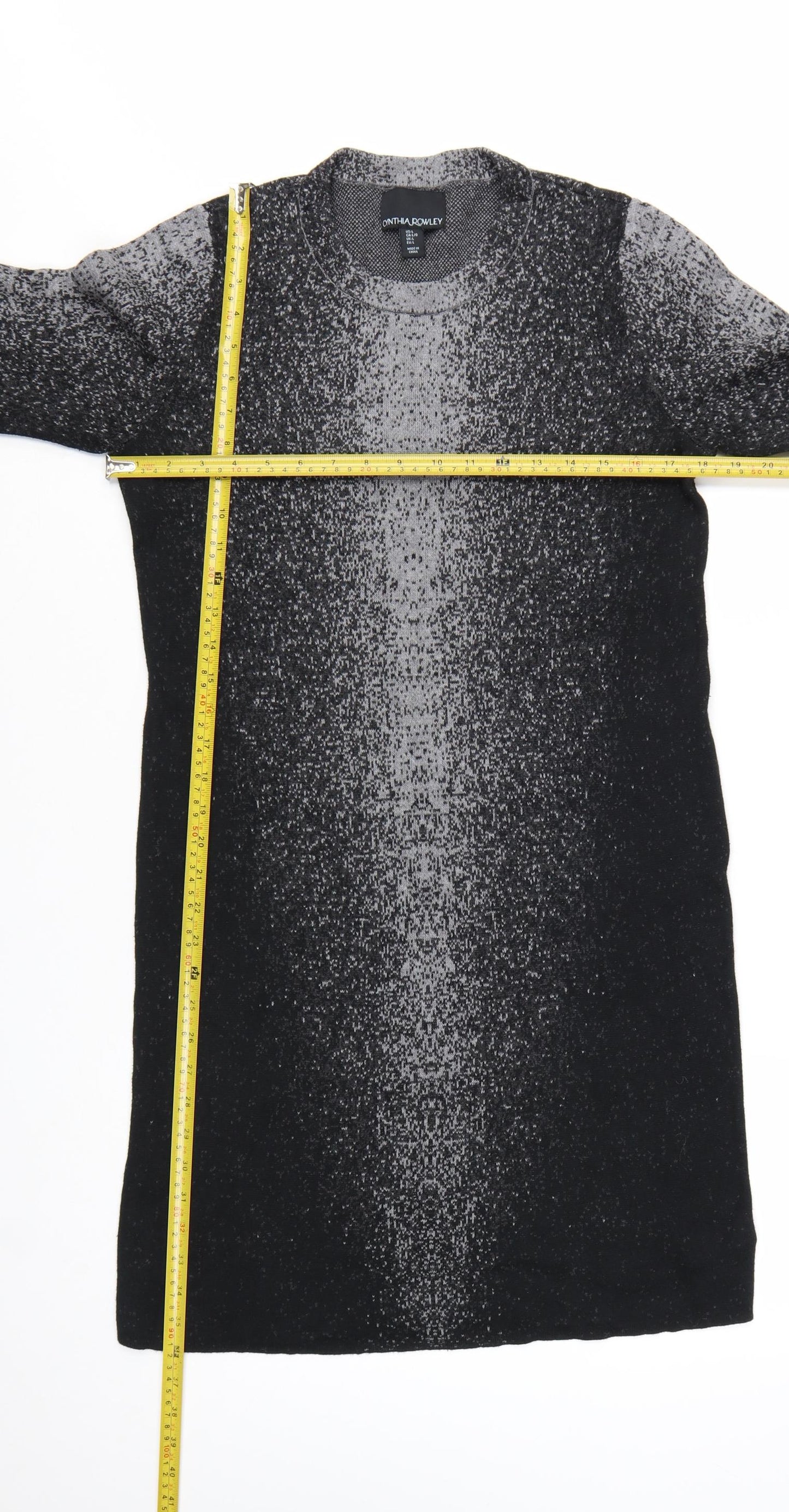 Cynthia Rowley Women’s Black Knit Shift Dress Size L Long Sleeve