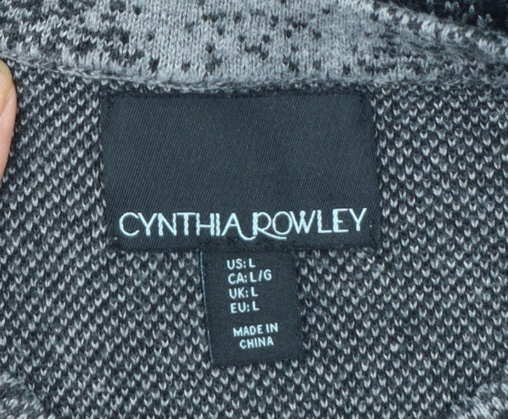 Cynthia Rowley Women’s Black Knit Shift Dress Size L Long Sleeve