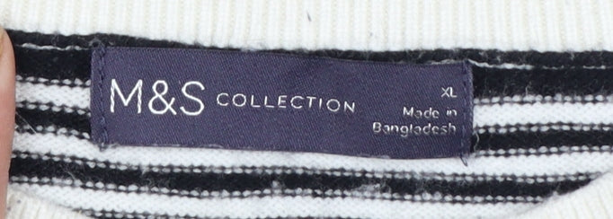 Marks and Spencer Women's Black Striped Star Knit Jumper Size XL