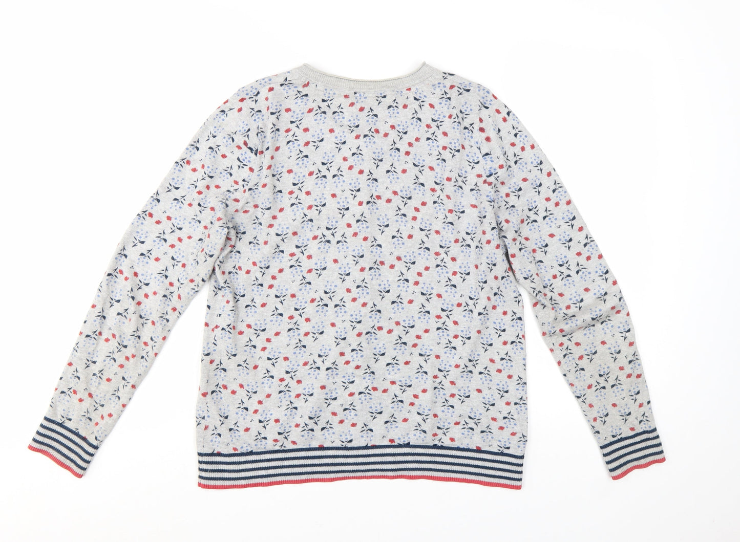 Mantaray Women’s Grey Floral Cotton Cardigan Size 12