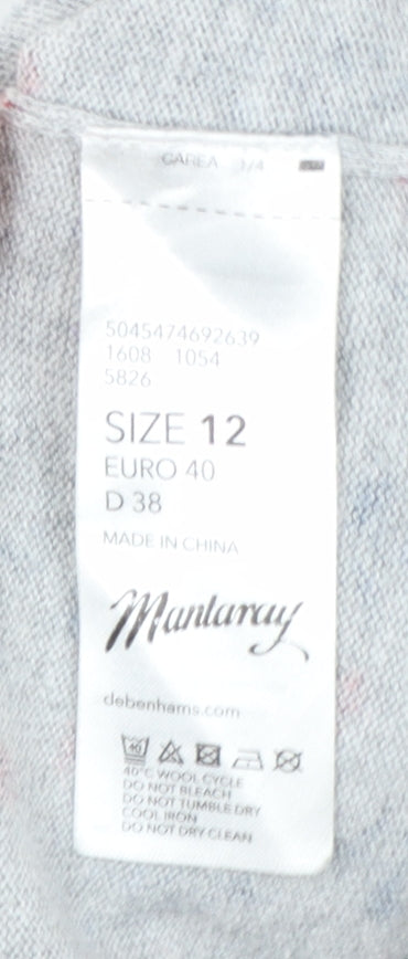 Mantaray Women’s Grey Floral Cotton Cardigan Size 12