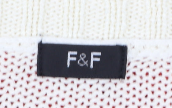 F&F Women Red Cream Striped Short Sleeve Knit Jumper Size 20