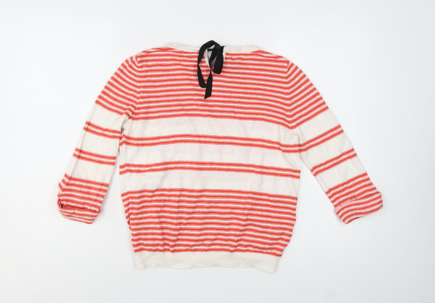 Topshop Women Red White Striped Cotton Pullover Jumper UK 12