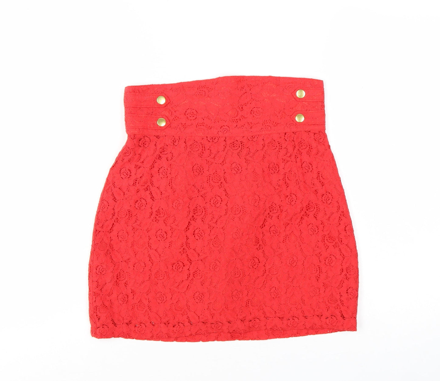 H&M Divided Women's Red Lace High Waist Mini Skirt Size 10