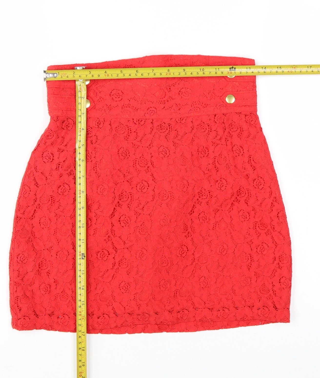 H&M Divided Women's Red Lace High Waist Mini Skirt Size 10